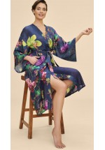 Powder Exotic Evening Kimono Gown (Ink) AW24